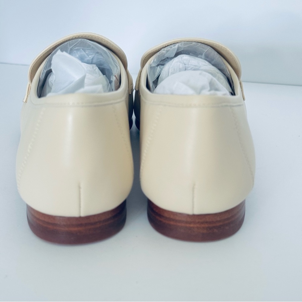 Sam Edelman Lucca Leather Loafers Cream with Gold Buckles Preppy Classic NEW 10 - Picture 7 of 9